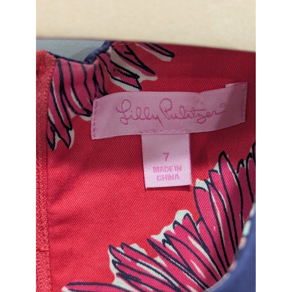 Lilly Pulitzer Kids Stephanie Island Coral Boom Shift Dress Pink Flowers Girls 7 - Picture 5 of 7